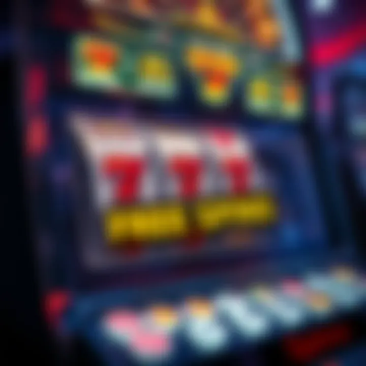 Digital Slot Machine Featuring Free Spins Highlighted Illustration showing a digital slot machine with spinning reels and free spins highlighted