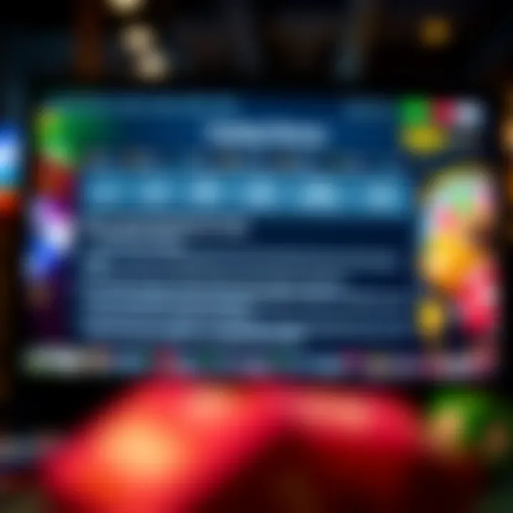 Digital interface showing casino bonus terms and conditions on a screen