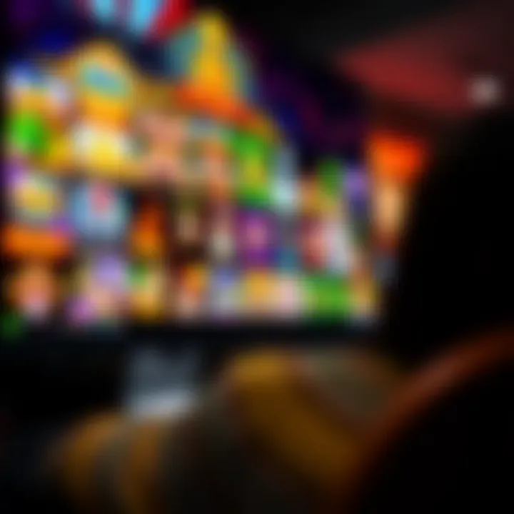 Colorful array of digital casino games displayed on a computer screen representing National Casino's game variety