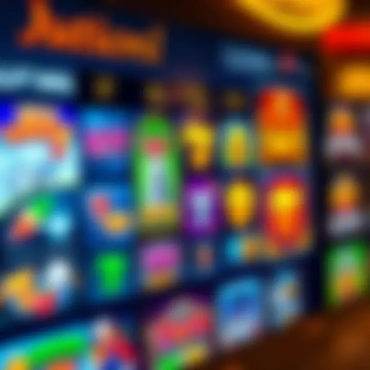 Online casino interface displaying a variety of slot games with vibrant graphics