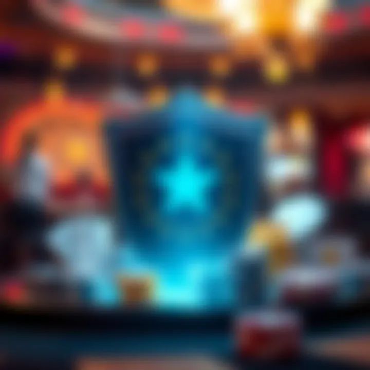 The Role of Regulation in Ensuring Player Safety and Trust Illustration of a shield symbolizing regulatory protection alongside casino elements emphasizing player safety