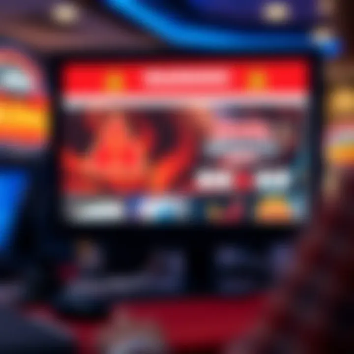 Illustration of a computer screen displaying a fake online casino website with warning icons