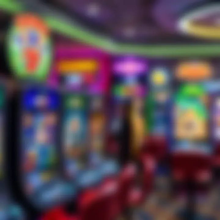 Colorful online casino games with various themes and slot machine icons