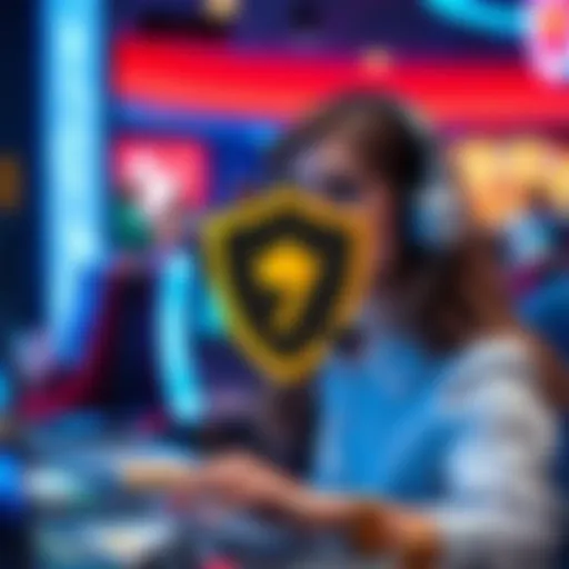 Secure online gambling with shield symbol and customer support headset