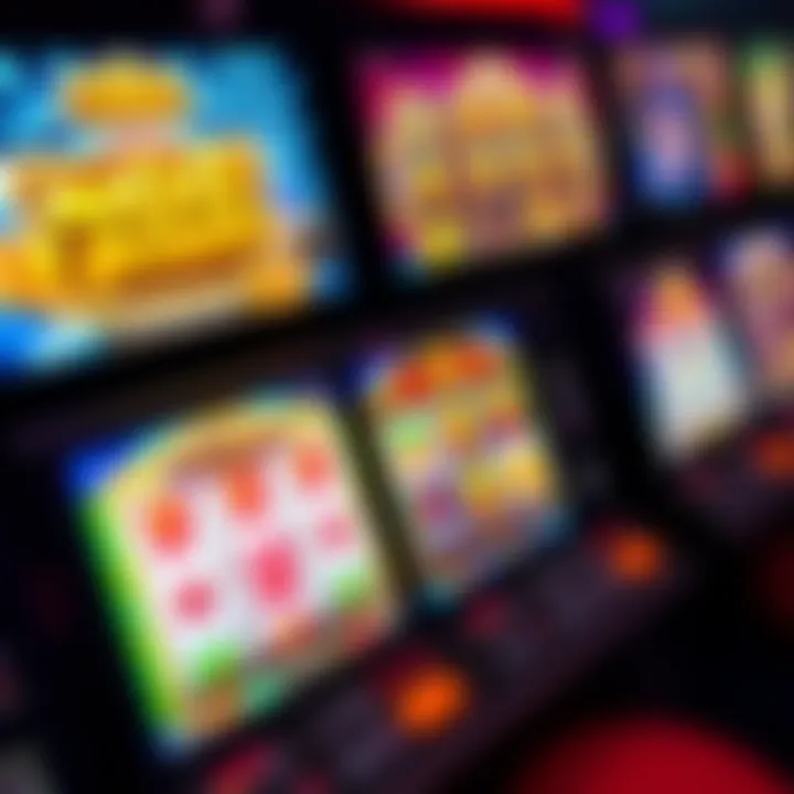 Colorful assortment of casino slot games on a digital screen