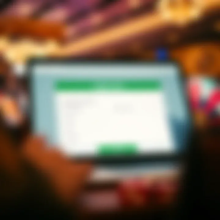 A digital registration form on a laptop screen with fields to enter personal details and create an account