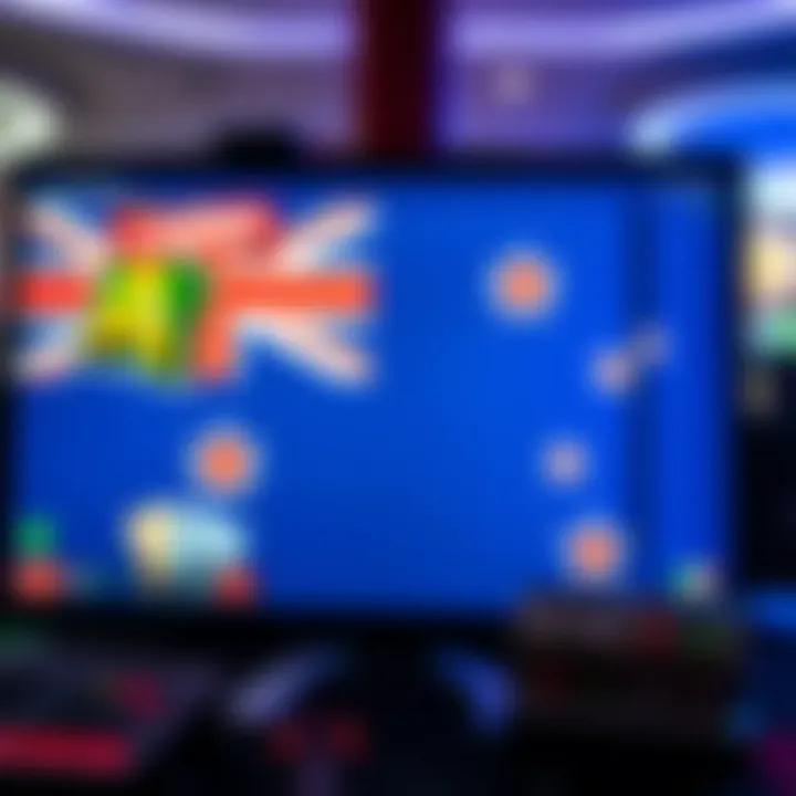 Online casino platform showcasing Australian flag and gaming icons