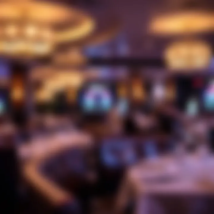 Elegant dining area at National Harbor with comfortable seating and ambient lighting for an enjoyable meal experience