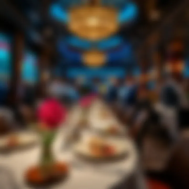 Upscale Dining Experience Inside National Harbor Casino Elegant dining area with gourmet dishes and ambient lighting in a casino restaurant