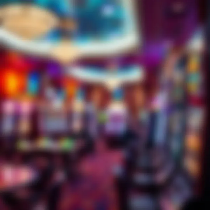 Luxurious casino floor at National Harbor featuring slot machines and gaming tables with vibrant lighting