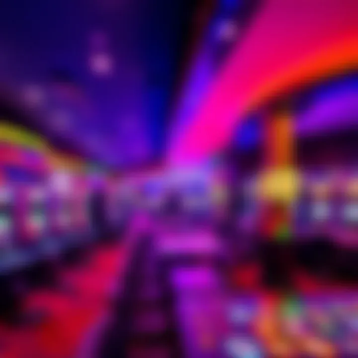 Energetic Gaming Area with Slots and Tables at National Harbor Casino Hotel Vibrant casino floor featuring slot machines and gaming tables with colorful lighting