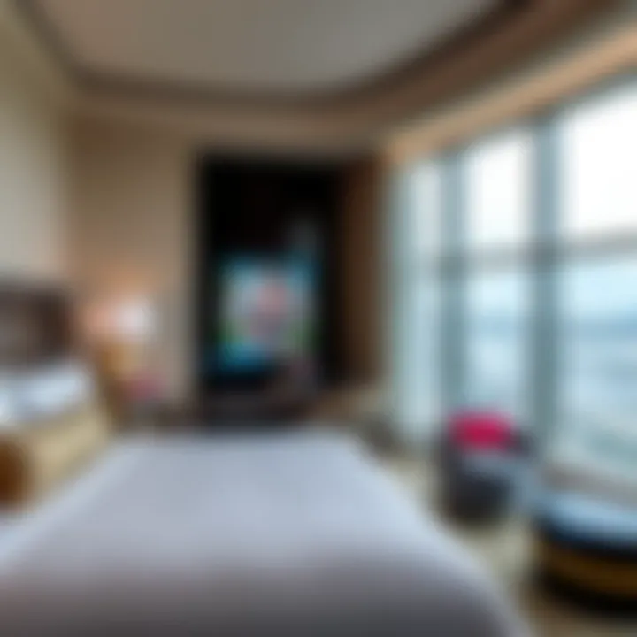 Elegant Accommodation at National Harbor Resort and Casino Luxurious guest room with modern decor and panoramic window views at National Harbor Resort and Casino