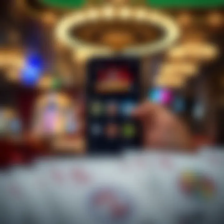 Smartphone showing user-friendly layout of a casino and lottery app