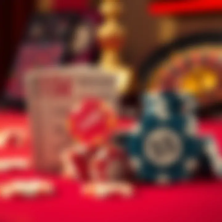 Comparison Between National Lottery and Casino Games Illustration showing lottery tickets and casino chips side by side to highlight differences