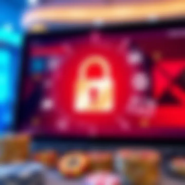 Secure online transaction concept with digital lock and payment icons