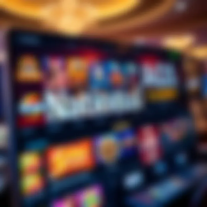 Collection of popular casino games including slots and table games on a digital screen