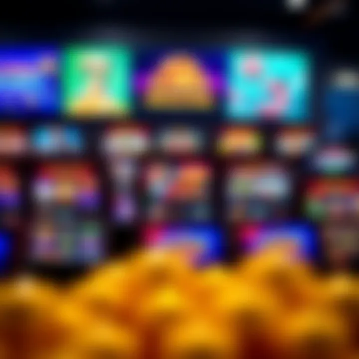 Selection of popular casino games displayed on screens with vibrant graphics
