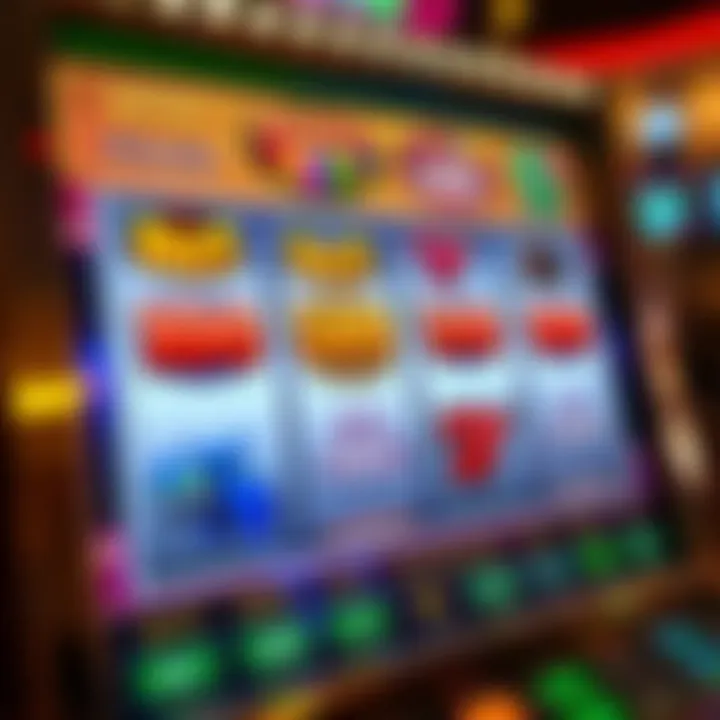 Illustration of a digital slot machine reel highlighting bonus rounds and payout rates