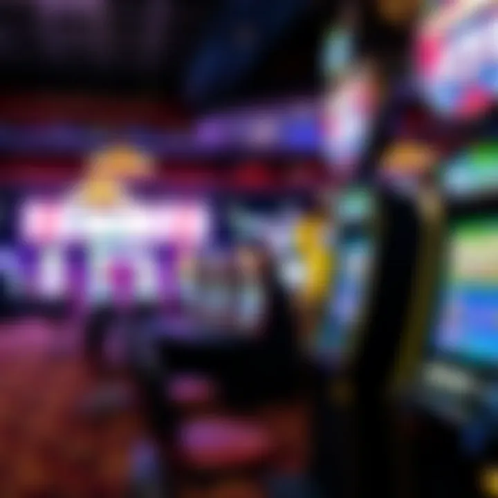 Brightly lit slot machines and gaming tables inside Penn National Casino