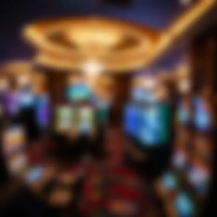 Interior of MGM Casino featuring various gaming tables and slot machines under ambient lighting