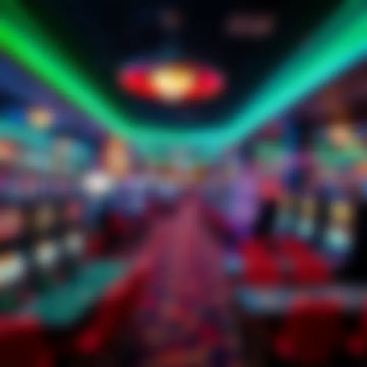 Interior view of casino gaming floor with tables and slot machines