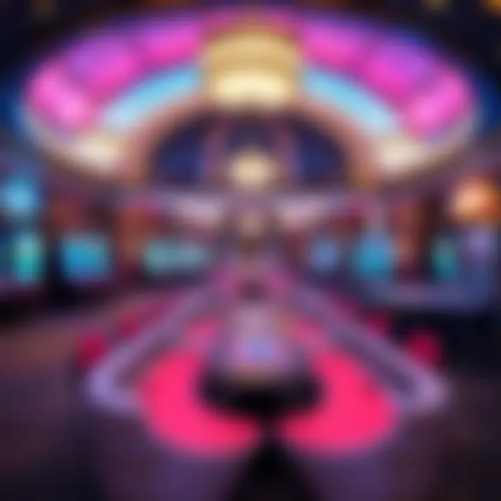 Luxurious casino interior showcasing elegant gaming tables and vibrant lighting