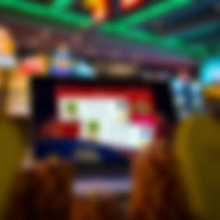 Digital coupons displayed on a laptop screen with casino game icons in the background