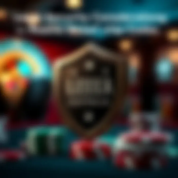 Graphic depicting security shield with casino chips emphasizing legal and safety aspects for Australian players