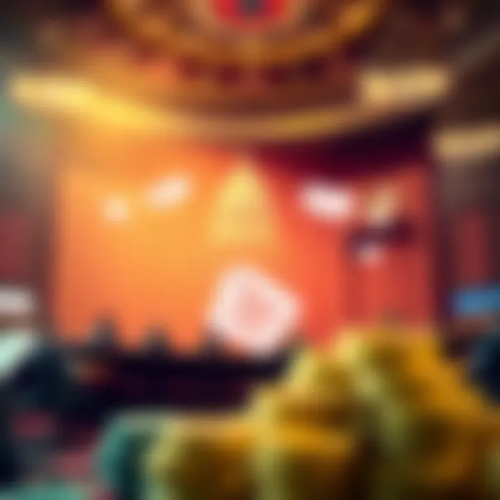 Illustration of the national casino lobby influencing legislative chambers with policy documents and strategic communication symbols