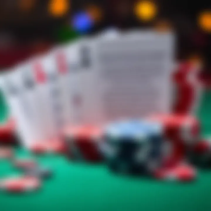 Illustration of casino chips and cards alongside highlighted bonus terms and conditions