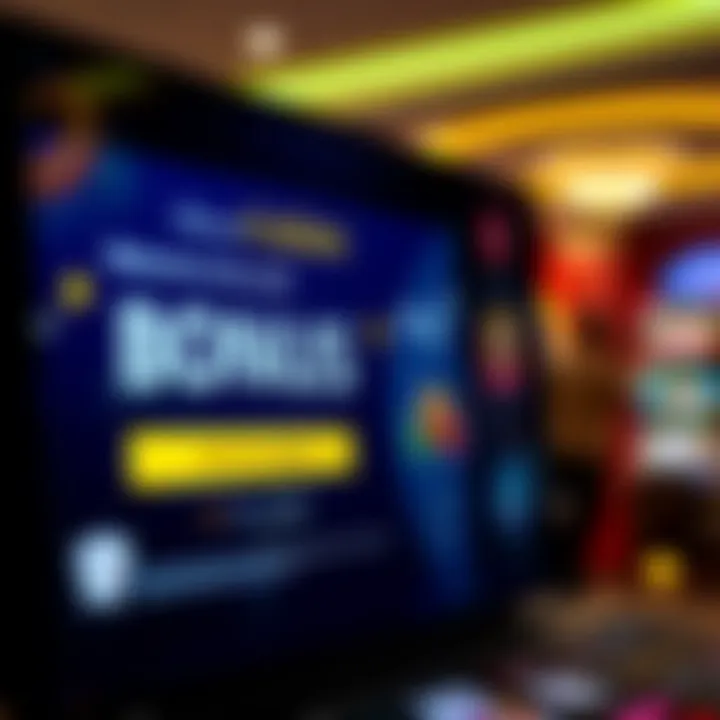 Graphic depicting a digital casino welcome screen with bonus code entry field