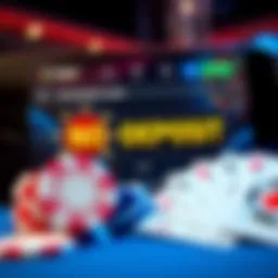 Illustration of a digital casino interface displaying no deposit bonus offers with casino chips and playing cards