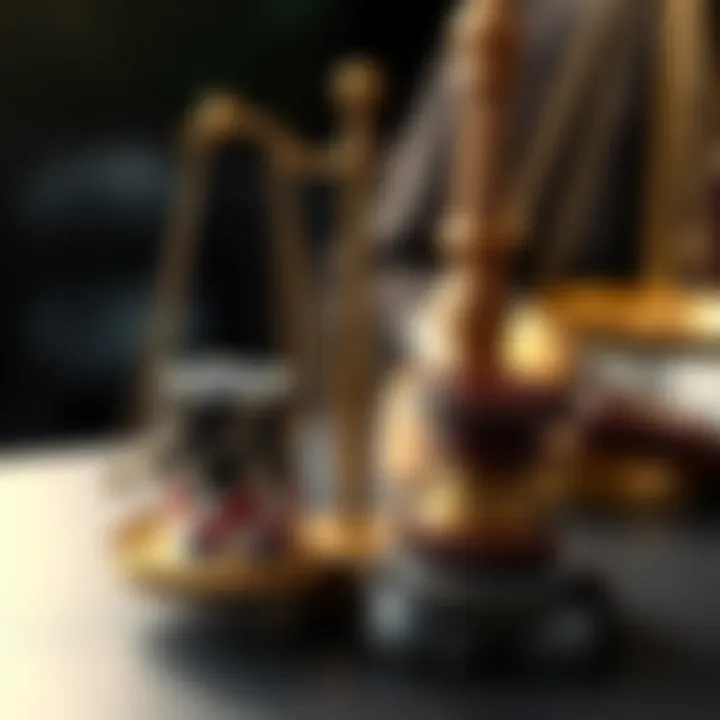 Illustration showing legal scales balancing a casino chip and a gavel representing gambling regulations in Australia