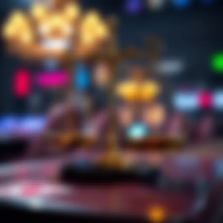 Illustration of a legal scale balancing online gambling laws and player protection in New Zealand