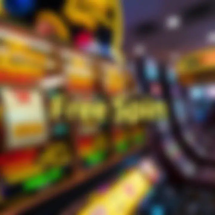 Graphic depicting a casino slot machine with spinning reels highlighting free spins feature