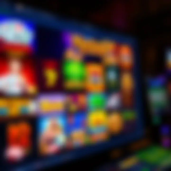 Variety of online casino game icons including pokies and table games displayed on a digital interface