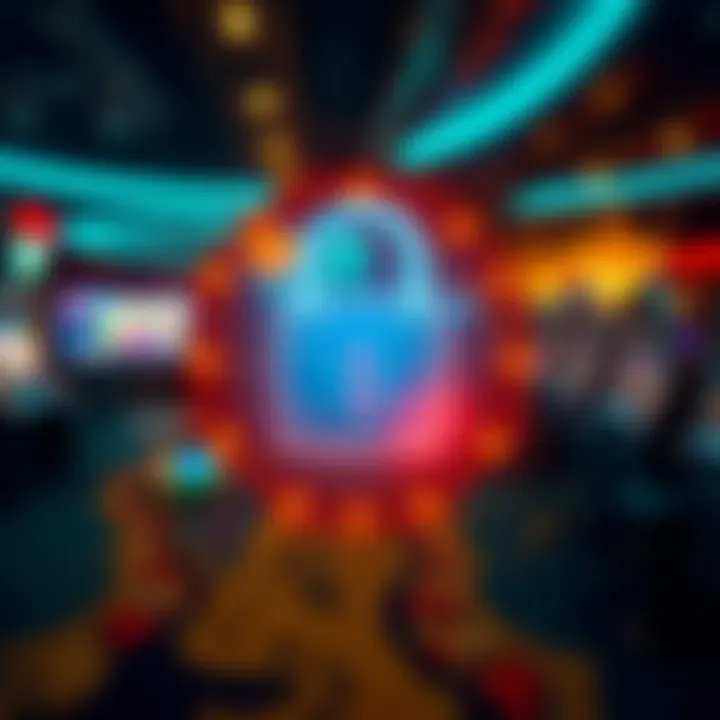 Secure digital padlock symbol integrated with casino interface elements illustrating safety and trust