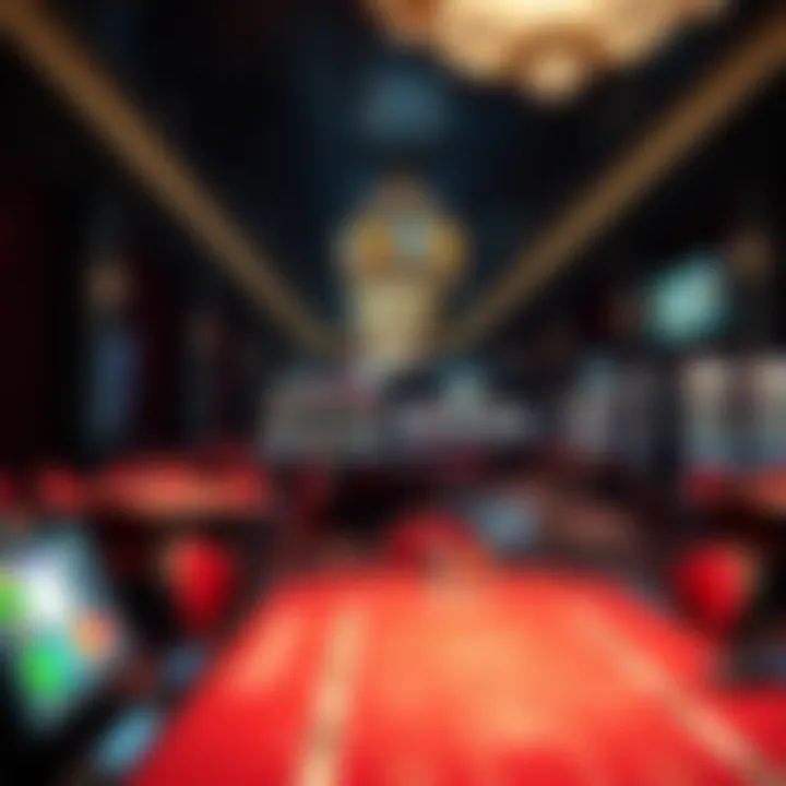 Interior view of a modern Norwegian casino with gaming tables and slot machines