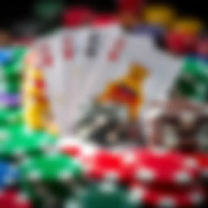 Visual Representation of NationalCasino Bonus Offers with Chips and Cards Colorful casino chips and cards representing bonus offers at NationalCasino