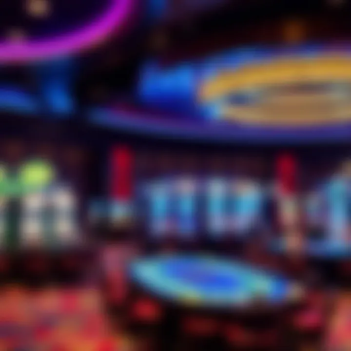 Luxurious interior gaming area featuring vibrant slot machines and sleek gaming tables