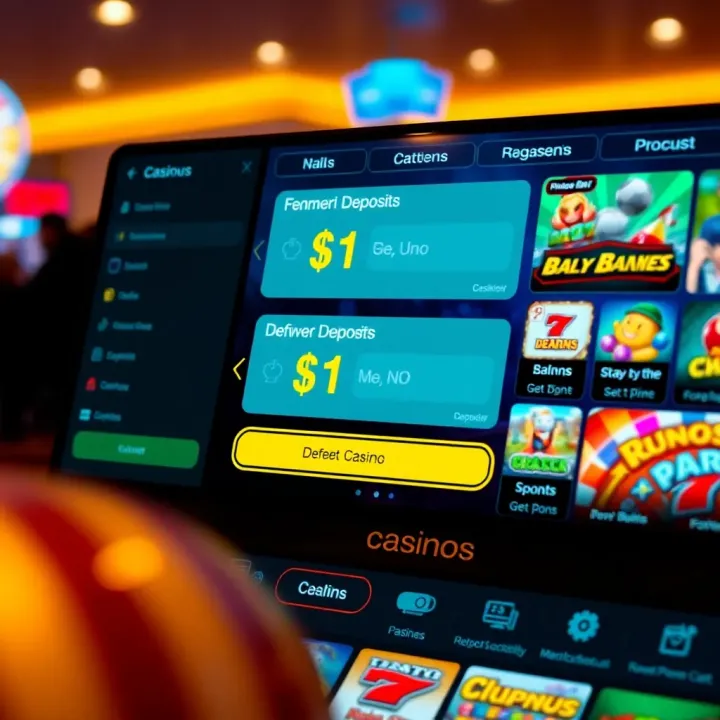 Digital casino interface displaying various games with highlighted budget-friendly deposit options