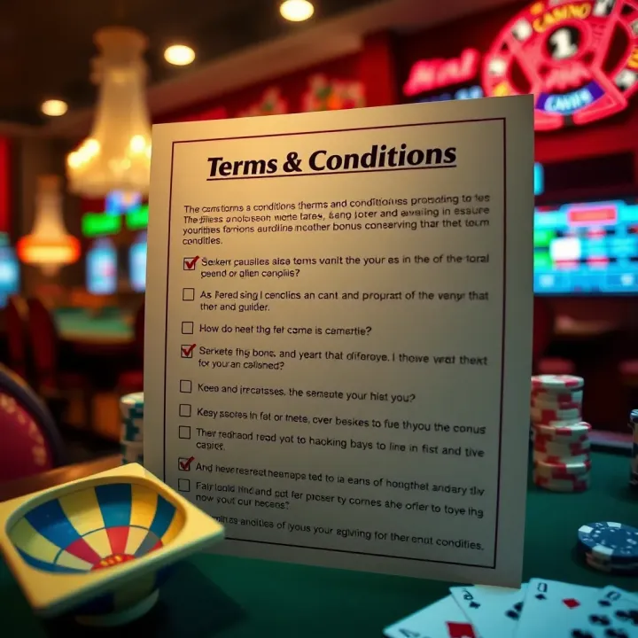 Checklist of Terms and Conditions for Casino Bonus Offers Conceptual graphic showing a checklist of terms and conditions for casino bonuses