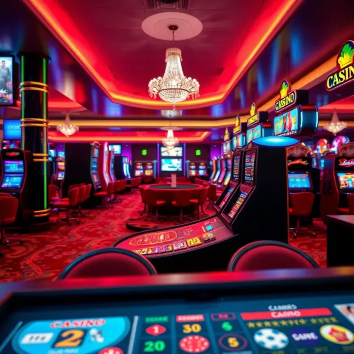 Casino First National Gaming Area A vibrant gaming floor featuring various casino games and lively ambiance
