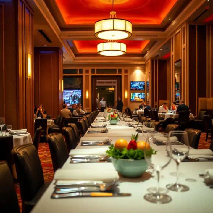 Upscale dining area at MGM National Harbor showcasing stylish decor and guests enjoying gourmet meals