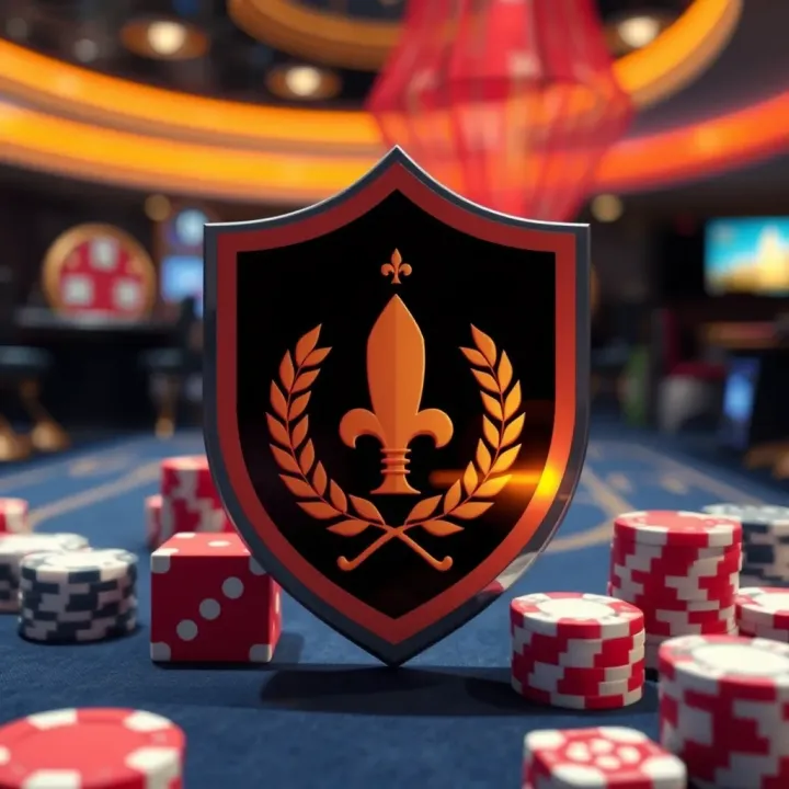 Conceptual graphic of a regulatory shield protecting fair casino gaming