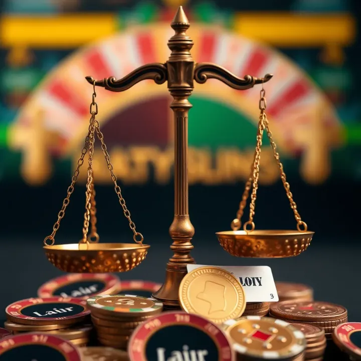 Conceptual graphic depicting legal scales over casino tokens symbolizing trustworthy and fair national casino offers