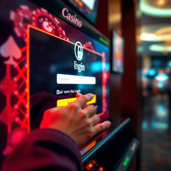 Secure Login Interface for National Casino Greece User entering credentials on a secure online casino login interface