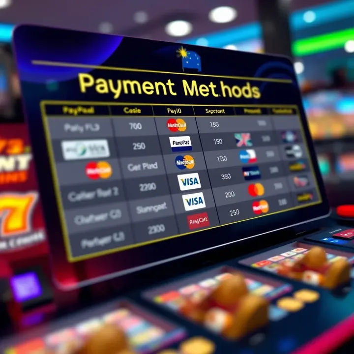 Payment Methods Comparison for Australian Online Pokies Featuring PayID Comparison chart displaying various payment methods available for online pokies highlighting PayID