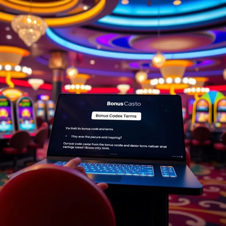 Illustration of a secure online casino environment highlighting bonus code entry and terms