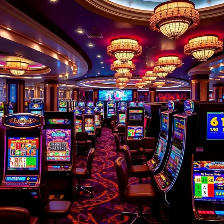 Gaming Floor Ambiance at Casino National Harbor MGM Luxurious gaming floor inside Casino National Harbor MGM featuring slot machines and gaming tables under elegant lighting